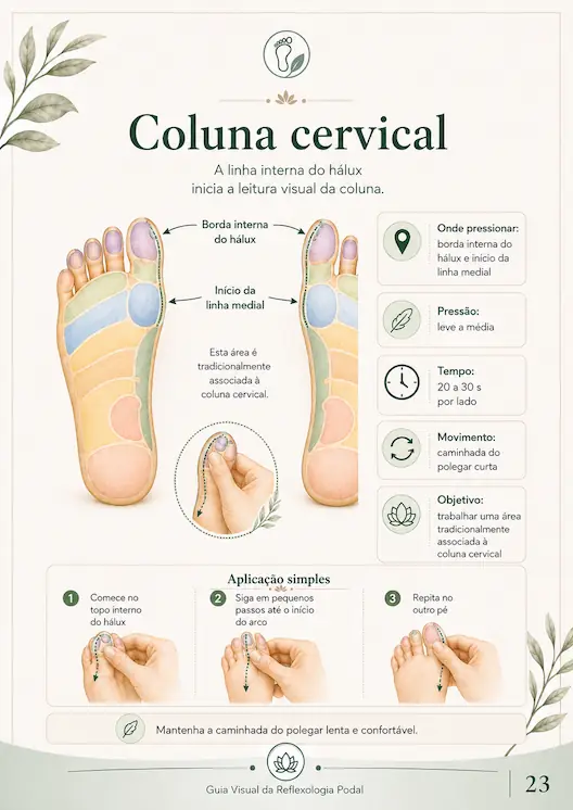 Página em formato A4 com mapa visual de reflexologia