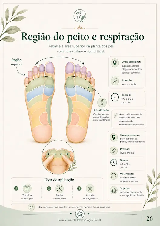 Página em formato A4 do guia de reflexologia podal