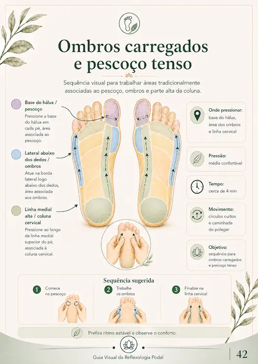 Página em formato A4 com mapa visual de reflexologia