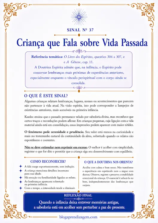 Página em formato A4 com sinal espiritual explicado
