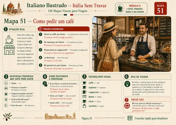 Página horizontal em formato A4 com mapa de conversação em italiano para brasileiros