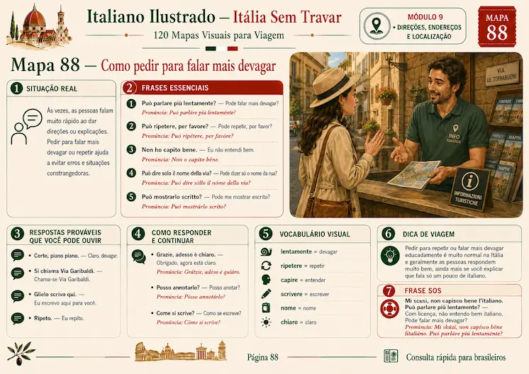 Página horizontal em formato A4 com mapa de conversação em italiano para brasileiros