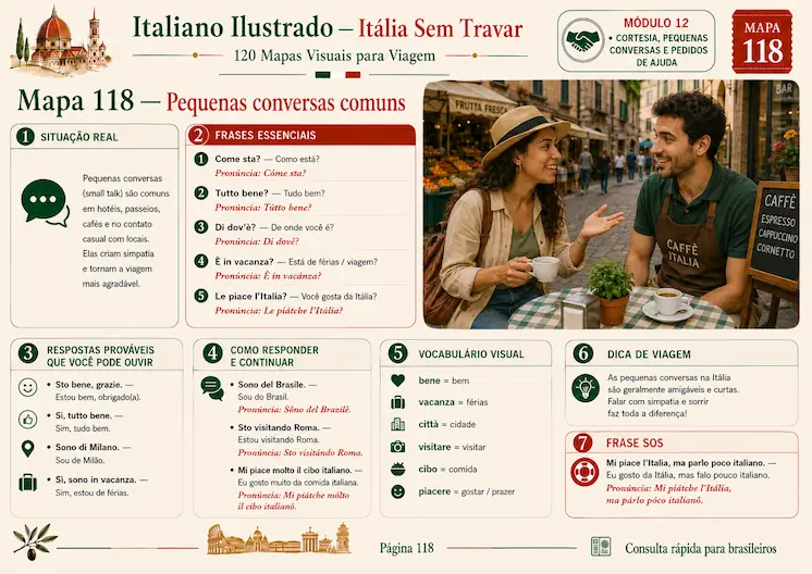 Página horizontal em formato A4 com mapa visual de italiano prático