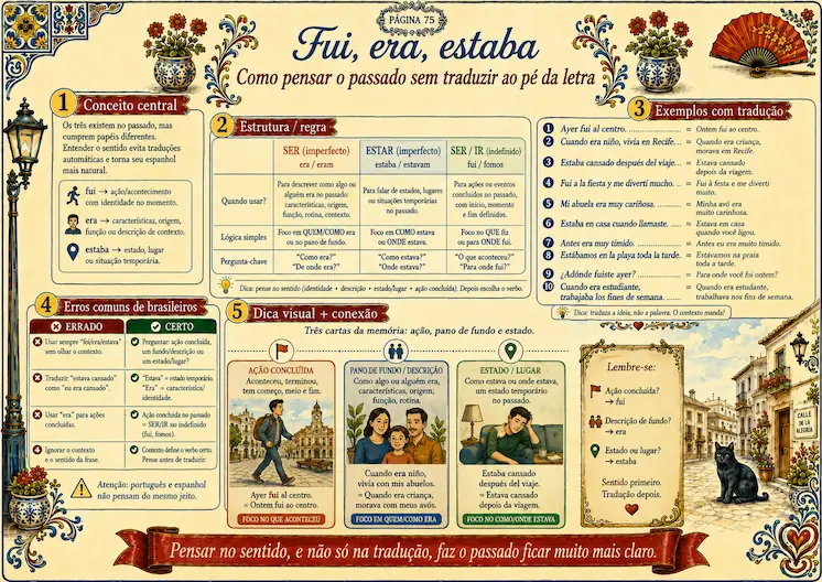 Mapa mental visual de espanhol para brasileiros
