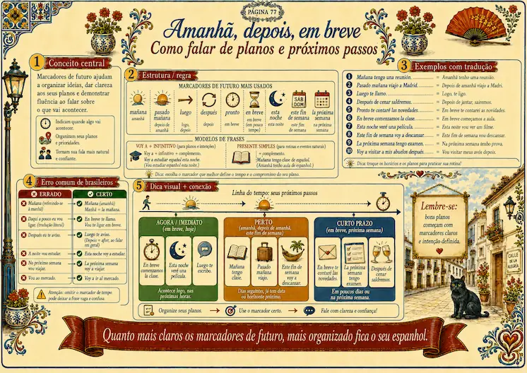 Página ilustrada com frases e exemplos de espanhol