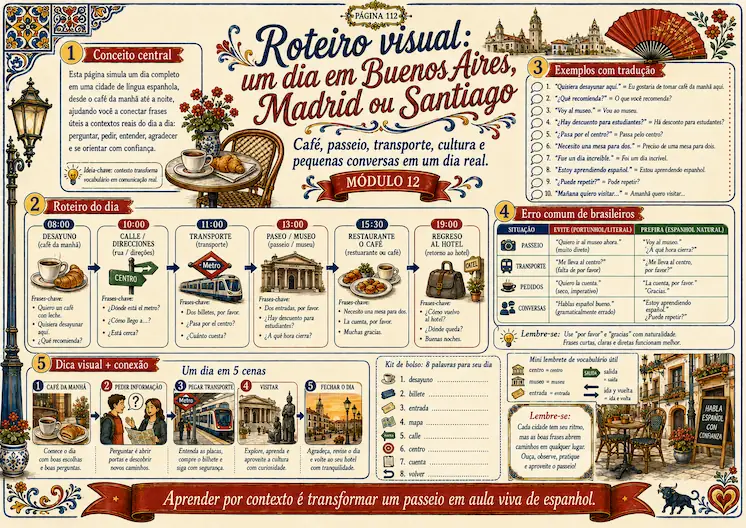 Mapa mental visual de espanhol para brasileiros