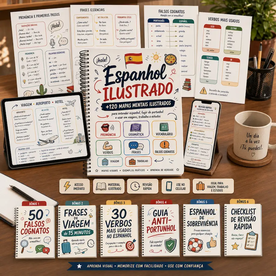 Espanhol Ilustrado — 120 Mapas Mentais Ilustrados